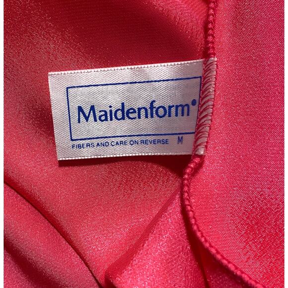 Vintage Maidenform USA Hot Pink Satin One-Piece Bodysuit Size MEDIUM Union ILGWU - Picture 5 of 6